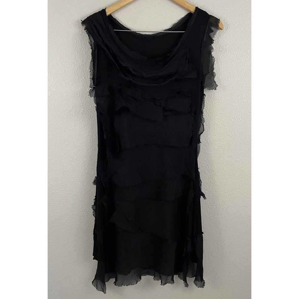 Gigi Moda Small Silk Tiered Mini Dress Small Tattered Frayed Boho Romantic Goth